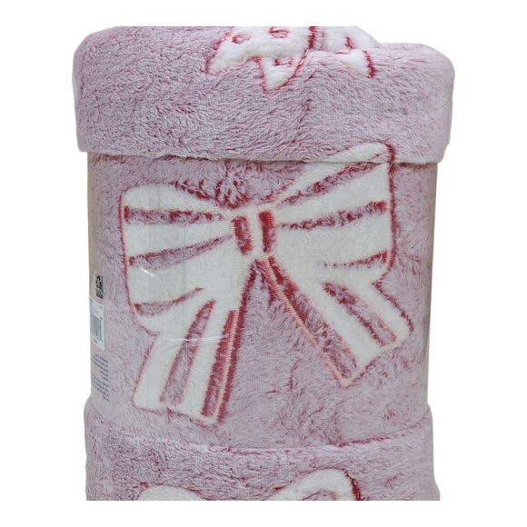 The Big One Plush Throw Blanket Faux Fur Oversized Supersoft Bow Pattern 5'x6' - Picture 5 of 10
